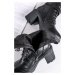 Čierne členkové šnurovacie topánky na hrubom podpätku 4295706