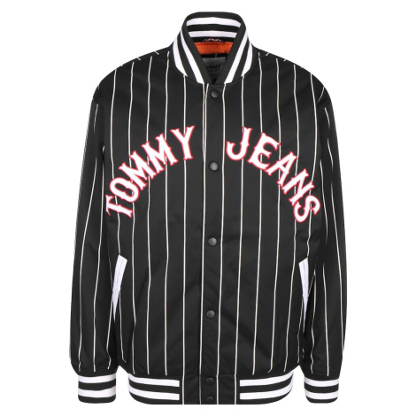 Tommy Jeans Prechodná bunda  červená / čierna / biela Tommy Hilfiger