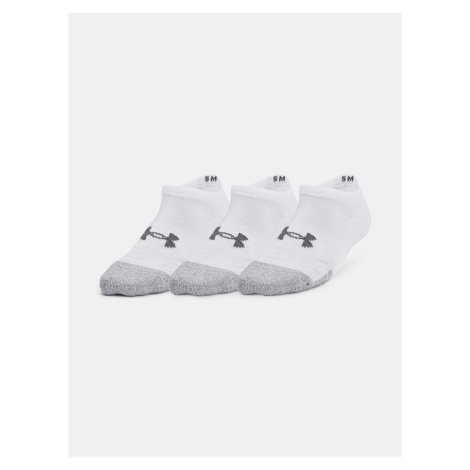 Sada troch párov chlapčenských ponožiek v bielej farbe Under Armour UA Heatgear 3ks No Show Yth