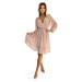 Chiffon midi dress with long sleeves and neckline Numoco