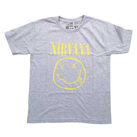 Nirvana tričko Yellow Smiley Šedá