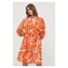 Šaty s prímesou hodvábu Marella oranžová farba, mini, rovný strih