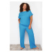 Trendyol Curve Saks T-shirt-Pants Knitted Seasonal Bottom-Top Set