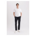 DEFACTO Pants Tailored Regular Fit Basic Plain Pocket Straight Leg