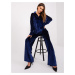 Navy blue velour set with blouse