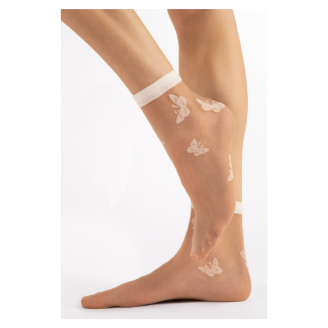 Bielo-béžové vzorované silonkové ponožky Summer 15 Den Fiore