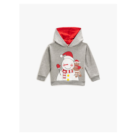 Koton Hooded Sweatshirt Snowman Printed Long Sleeve