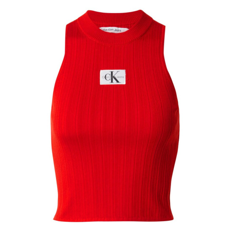 Calvin Klein Jeans Vyšívaný top  červená / čierna / biela