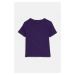 TRIČKO GANT SHIELD SLIM RIBBED T-SHIRT PANSY PURPLE