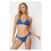 Trendyol Sax Triangle Tie Textured Regular Bikini Set