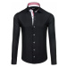 Čierna pánska elegantná košeľa s dlhými rukávmi BOLF 6921