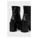 Kožené členkové topánky Furla Block Boot dámske, čierna farba, na podpätku, YD33FBK W36000 O6000