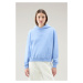 Mikina Woolrich Cotton Fleece Logo Hoodie Sea Breeze