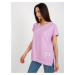 Light purple lady's oversize blouse with slits