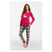 Women's pyjamas Zonda, long sleeves, long legs - amaranth/print