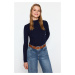 Trendyol Navy Blue Stand-Up Collar Knitwear Sweater