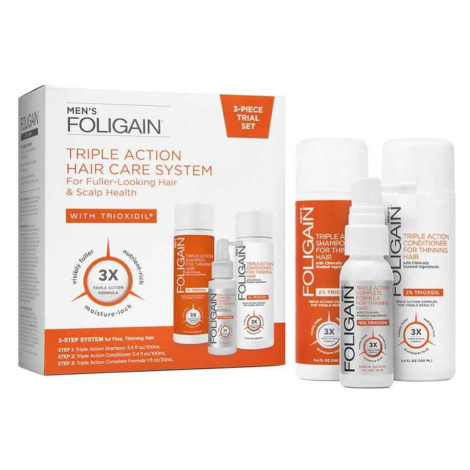 Foligain Triple Action cestovní sada proti vypadávaniu vlasov pre mužov 100ml + 100 ml + 30 ml