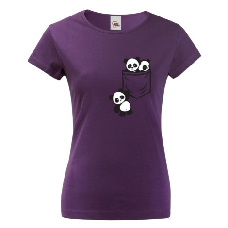 Dámske tričko Pandy vo vrecku - štýlový originál