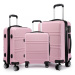 Svetloružová sada luxusných kufrov s TSA zámkom &quot;Travelmania&quot; - veľ. M, L, XL