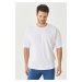 AC&Co / Altınyıldız Classics pánske biele oversized voľné tričko, crew neck 100% bavlnené tričko