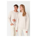 Trendyol White Oversize Wide Pattern Crew Neck Hair Knitted Sweater