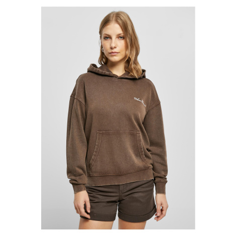 Women's small embroidery Terry Hoody brown