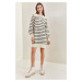 Bianco Lucci Women's Striped Buttoned Soft Knitwear Dress