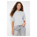 Trendyol Gray Melange 100 Cotton Crew Neck Oversize/Wide Fit Knitted T-Shirt