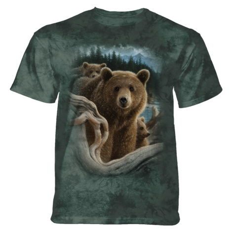 Pánske batikované tričko The Mountain - Backpacking Bear - zelená