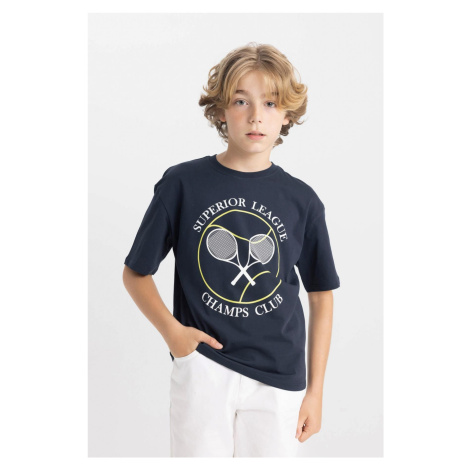 DEFACTO Boy's Oversize Fit Crew Neck Printed Short Sleeve T-Shirt