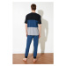 Trendyol Navy Blue Color Block Knitted Pyjama Set