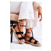 Semišové čierne dámske sandále s cvočkami