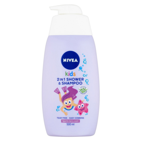 NIVEA Kids Detský sprchový gél a šampón 2v1 s vôňou lesného ovocia 500 ml