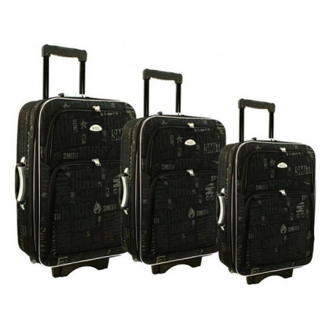 Set 3 čierno-sivá cestovných kufrov "Black John" - M, L, XL