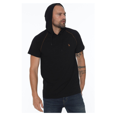 T8570 DEWBERRY HOODED MEN'S T-SHIRT-BLACK