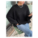 13242 Dewberry Oversize Women Sweater-BLACK