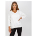 Ecru basic cotton blouse with 3/4 sleeves