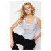 Trendyol Gray Foil/Glossy Finish Strap Knitted Blouse