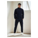 51357 Dewberry Plus Size Mens Tracksuit Set-NAVY BLUE