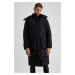 DEFACTO Water Repellent Hooded Zippered Double Pocket Coat Parka