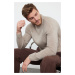 Trendyol Stone Slim Half Turtleneck Raglan Sleeve Plain Basic Knitwear Sweater