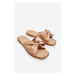 Lady's leather slippers with bow Beige Becky