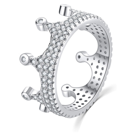 MOISS Luxusný strieborný prsteň so zirkónmi Kráľovská korunka R00021 56 mm