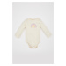 DEFACTO Baby Girl Newborn Crew Neck Rainbow Printed Long Sleeve Snap Snap Bodysuit