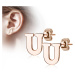 Oceľové náušnice v medenej farbe - písmeno abecedy "U", puzetky