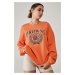 Madmext Mad Girls Women's Orange Printed Sweatshirt