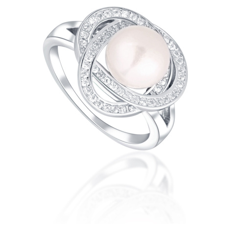 JwL Luxury Pearls Očarujúce prsteň s pravou perlou a zirkónmi JL0759 56 mm