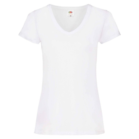 Biele dámske tričko s výstrihom do V Fruit of the Loom Valueweight