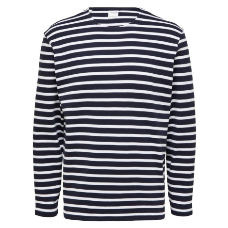 Selected  Noos Briac Stripe L/S T-Shirt - Navy Blazer  Tričká a polokošele Modrá