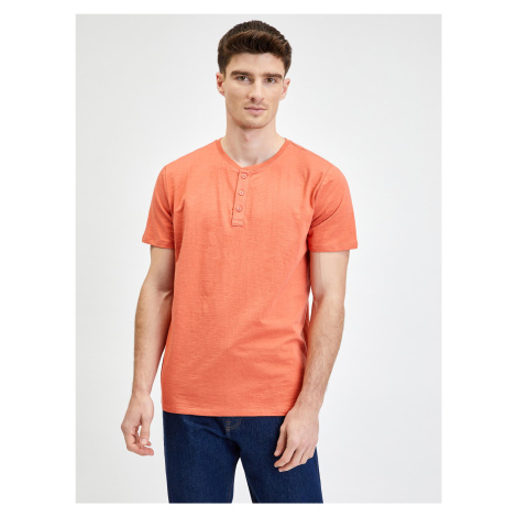 Oranžové bavlnené pánske tričko s gombíkmi GAP